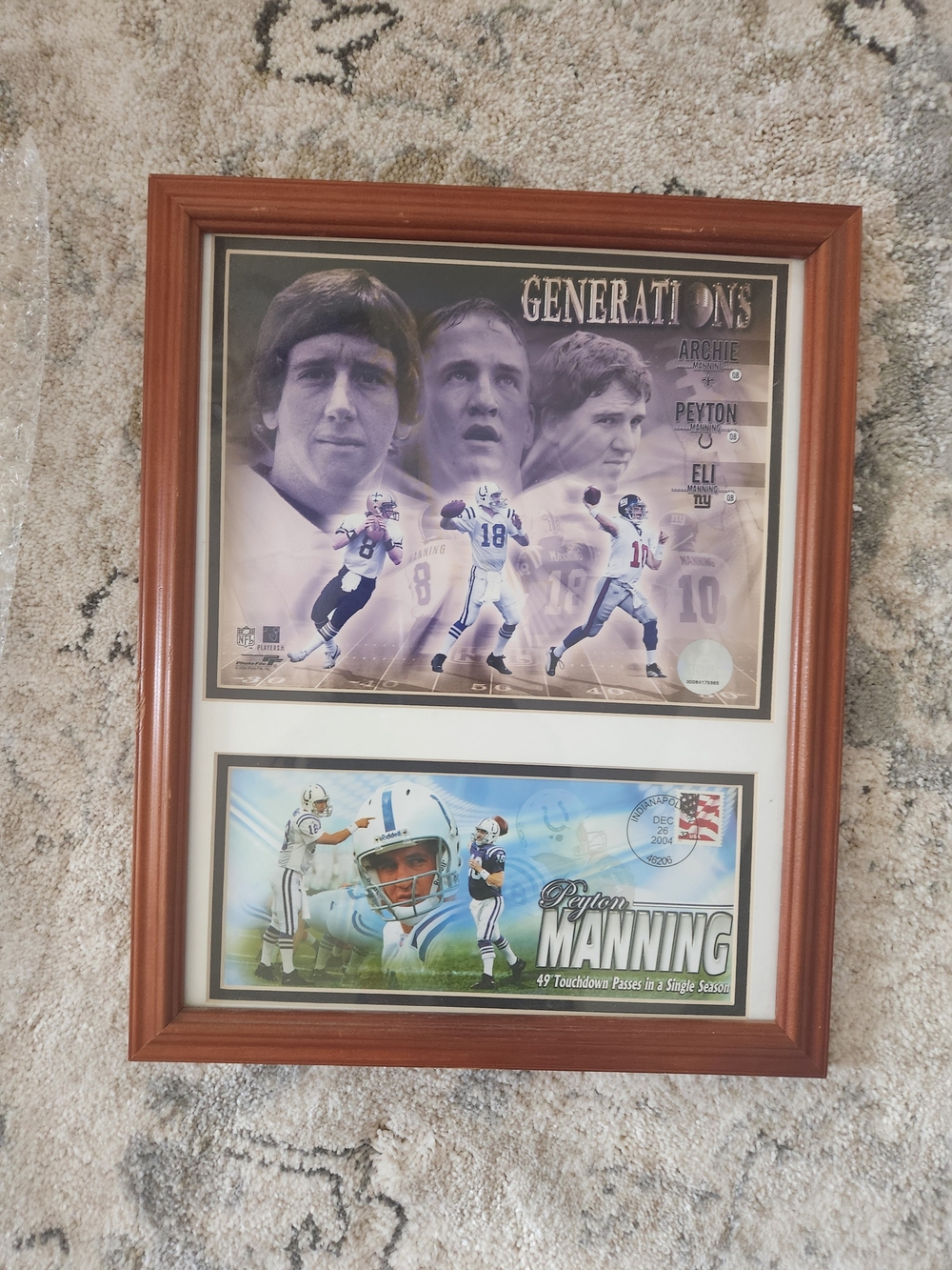 Peyton Manning Generations Framed Wall Art - Brown Frame